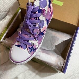 Purple and White High-Top Sneakers